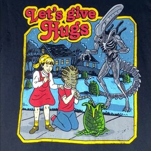 Alien “Let’s Give Hugs” Black Short Sleeve Crew Neck T-Shirt